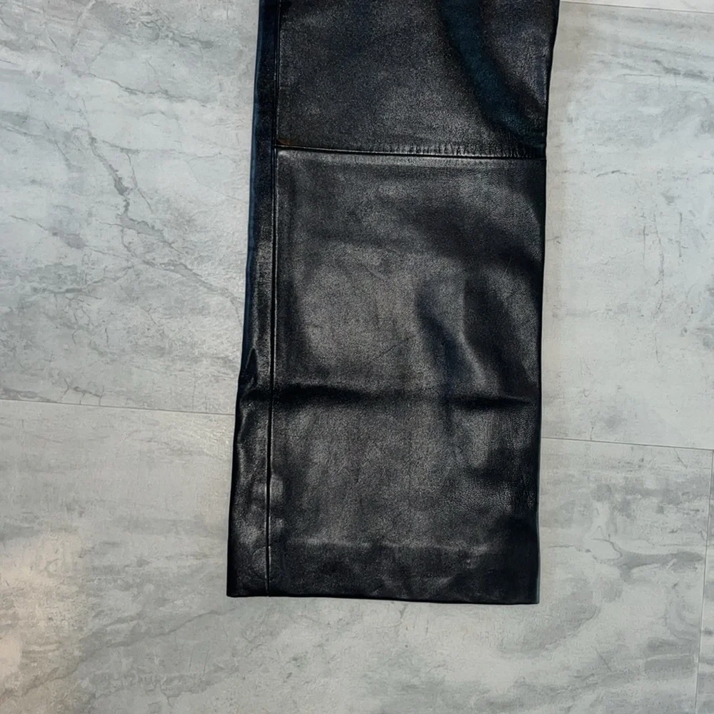VS2   Lambskin leather pants  black Lined soft & pliable  straight leg EUC Sz. 8
